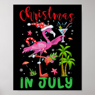 Jul i juli Flamingo Santa Summer Julafton Kvinnor Poster