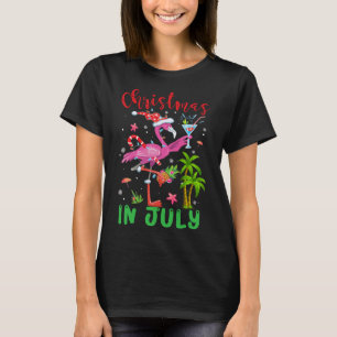 Jul i juli Flamingo Santa Summer Julafton Kvinnor T Shirt