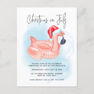 Jul i juli: Flamingo Sommar Bassäng Party Helg Vykort