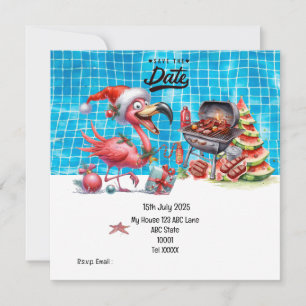 Jul i juli Flamingo Spara datumet Party Inbjudningar