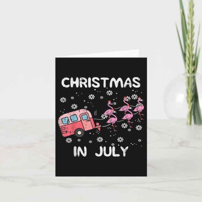 Jul i juli Flamingo Trailer Sommar Julafton Cam Kort (Framsida)