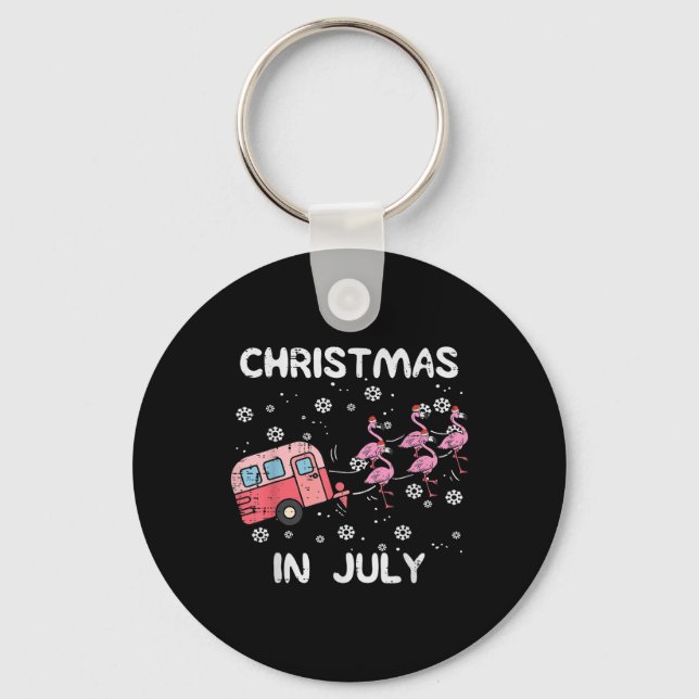 Jul i juli Flamingo Trailer Sommar Julafton Cam Nyckelring (Framsida)