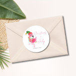 Jul i juli Flamingo Tropical Runt Klistermärke<br><div class="desc">Jul i juli,  flamingo tropiska runda dekal. Lätt att ändra texten. Färgdesign för utspädda vatten.</div>