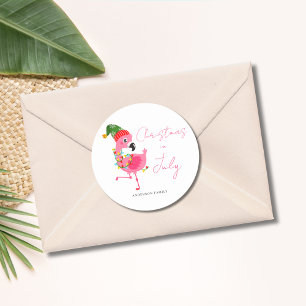 Jul i juli Flamingo Tropical Runt Klistermärke