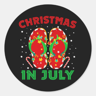 Jul i juli Flinflip flops Funny Beach-sommaren Runt Klistermärke
