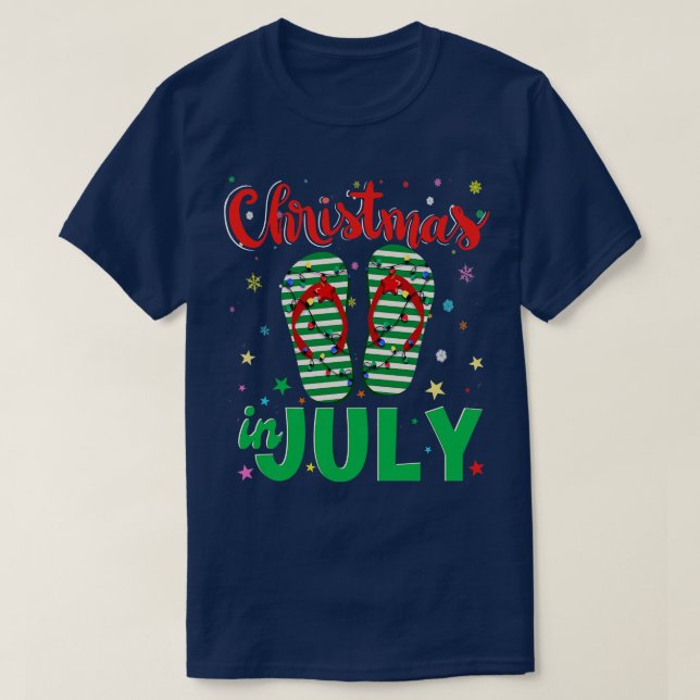 Jul i juli Flinflip flops Funny Beach-sommaren T Shirt (Design framsida)