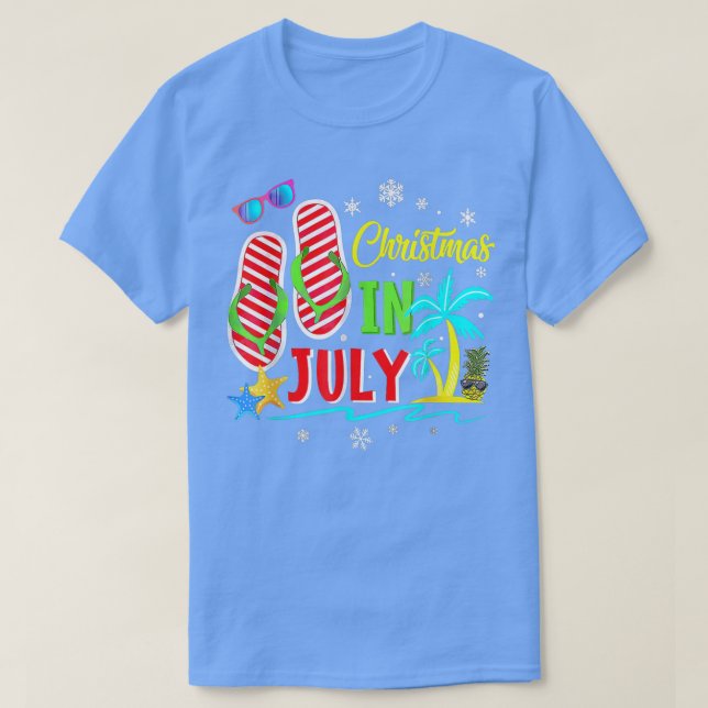 Jul i juli: Flinflip flops Funny Beach Summer Va T Shirt (Design framsida)