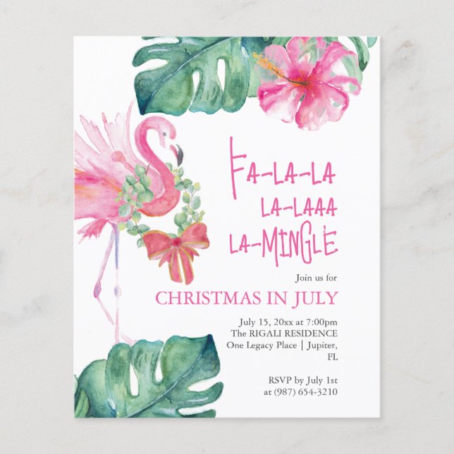 Jul i juli Flyer Watercolor Flamingo (Framsidan)