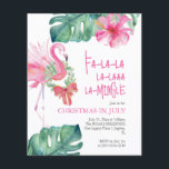 Jul i juli Flyer Watercolor Flamingo<br><div class="desc">Högtidlighålla säsongen med julen i juli-flygaren - en roligt och ett festligt sätt till inbjudan-gästerna till er tropiska sommartid party! Den här vattenfärgsflamingodesignen är parad med monstera handflatan löv och den lekande frasen "Fa-la-la-la-la-la-la-la-la-mingle" i handskriven typografi, vilket ger en viskvel till julen i juli. Perfekt för en bassäng-party, födelsedagsfest- eller...</div>