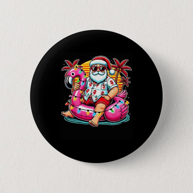 Jul i juli Flyter Shirt Santa Flamingo summe Knapp (Framsida)
