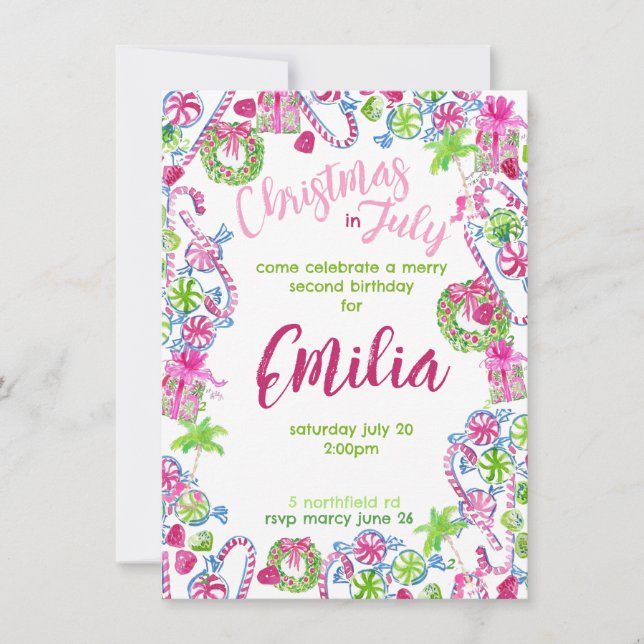 Jul i juli Födelsedagsinbjudan Inbjudningar (Framsida)