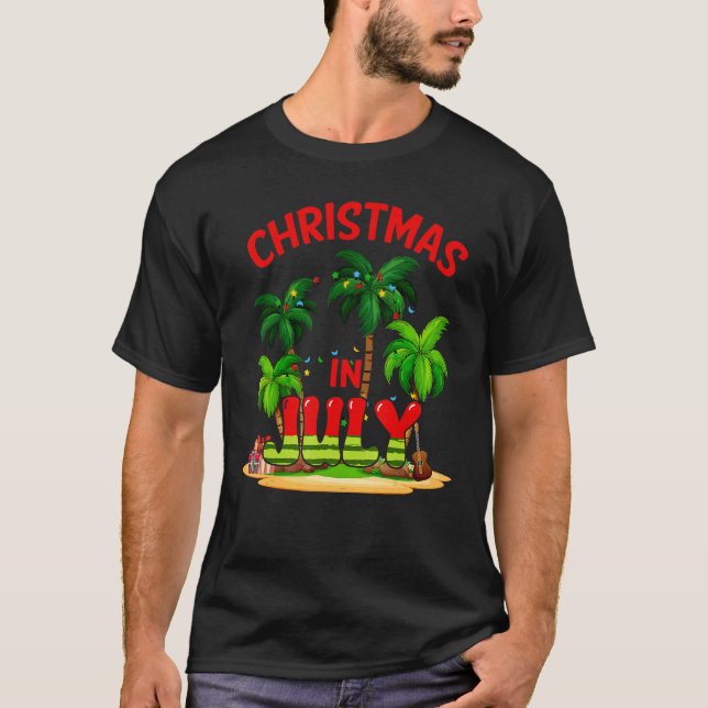 Jul i juli, Handflatan Tre Julafton Träd Light Sum T Shirt (Framsida)