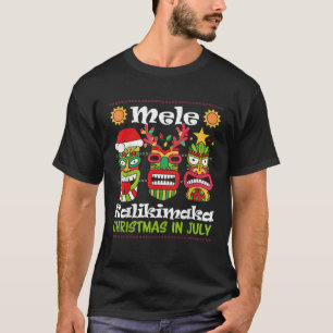 Jul i juli Hawaiian Santa Tiki Mele Kalikim T Shirt