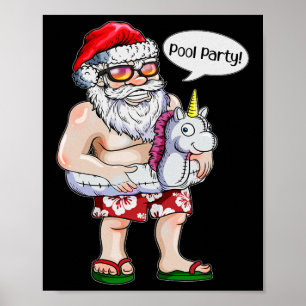 Jul i juli-helg Santa Claus Enhörning Pool Poster