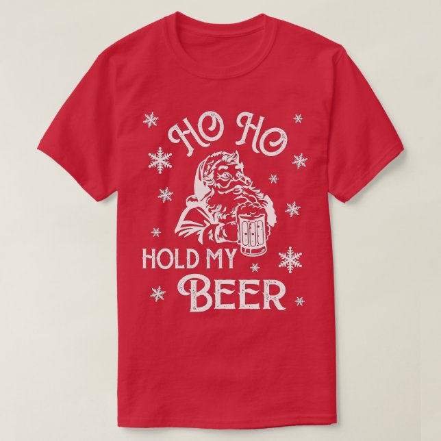 Jul i juli: Hipster Santa Ho Ho Håll mitt öl T Shirt (Design framsida)
