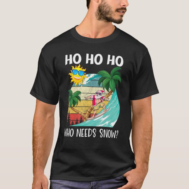 Jul i juli Humor jultomten Surfing Summer Beach T Shirt (Framsida)