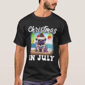 Jul i juli Hund älskare Julafton Funny Pug Mamma S T Shirt