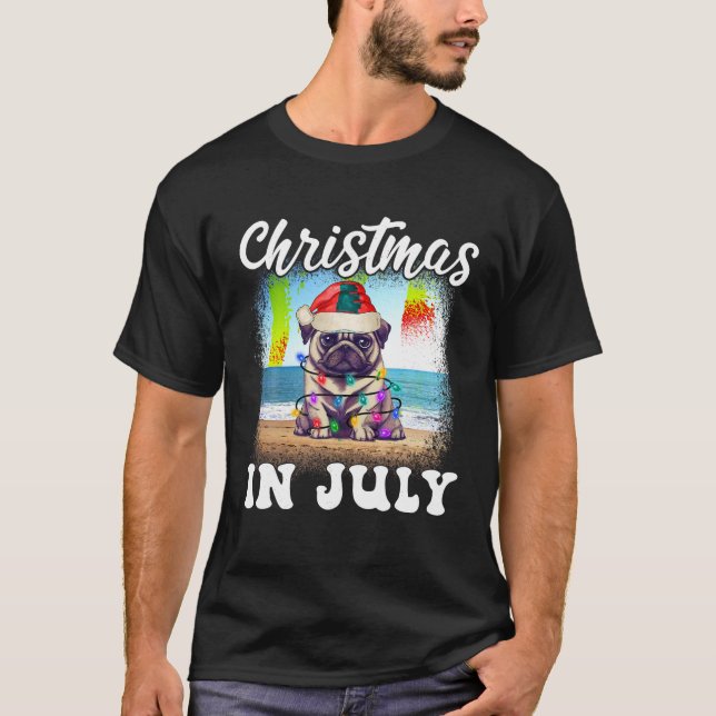 Jul i juli Hund älskare Julafton Funny Pug Mamma S T Shirt (Framsida)