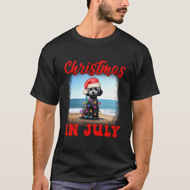 Jul i juli Hund älskare Julafton Lundny Pudel Mamm T Shirt (Framsida)