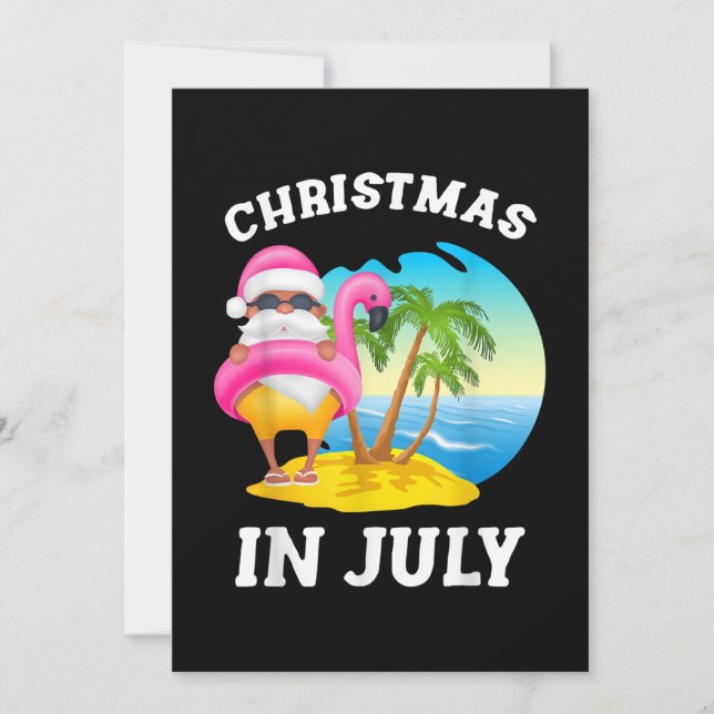 Jul i juli i Santa Flamingo Bassäng, sommaren Julkort (Framsida)