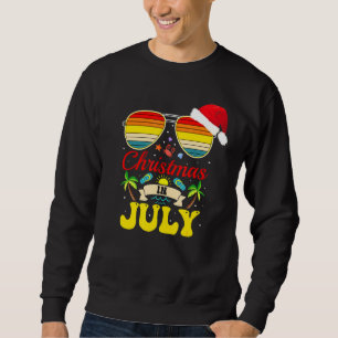 Jul i juli i Santa Hat Sunglasses Hawaii Summ Lång Ärmad Tröja