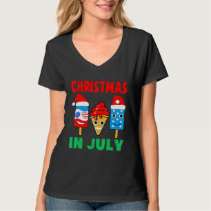 Jul i juli: Ice Cream Pops in Santa Hat Kids T Shirt