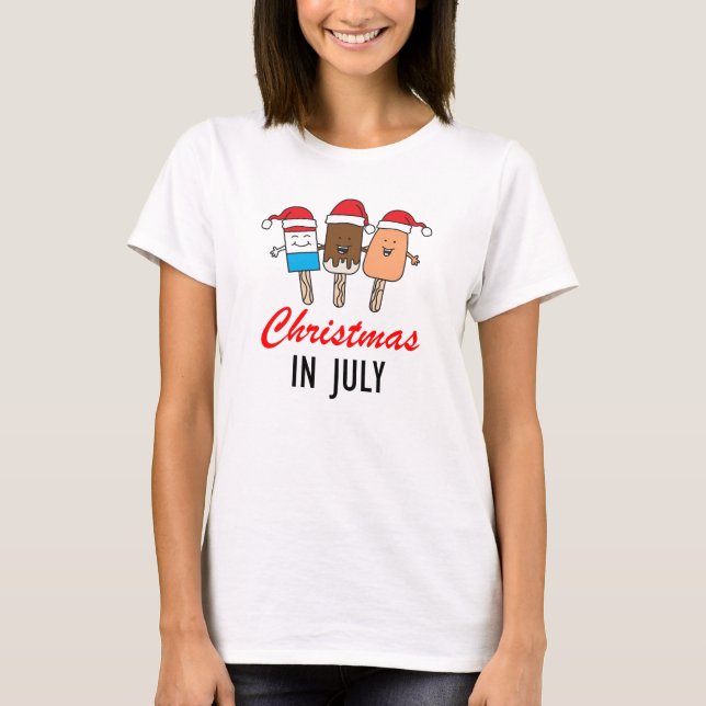 Jul i juli Ice Pops Cute T Shirt (Framsida)