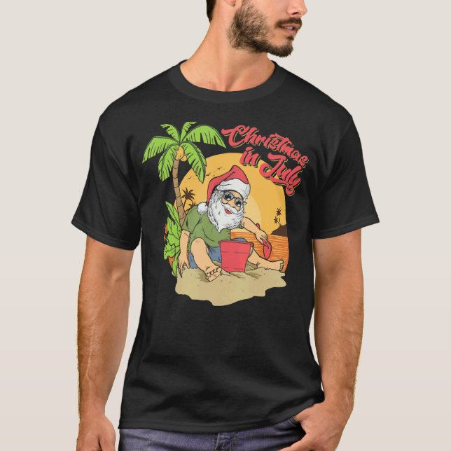 Jul i juli Jultomten Beach Summer Solstic T Shirt (Framsida)