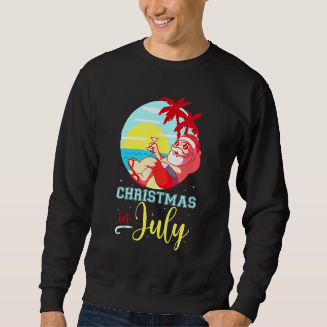 Jul i juli Jultomten Beach Watermelon Lång Ärmad Tröja (Framsida)
