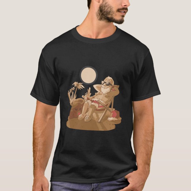 Jul i juli Jultomten Surfing Hawaiian Sur T Shirt (Framsida)