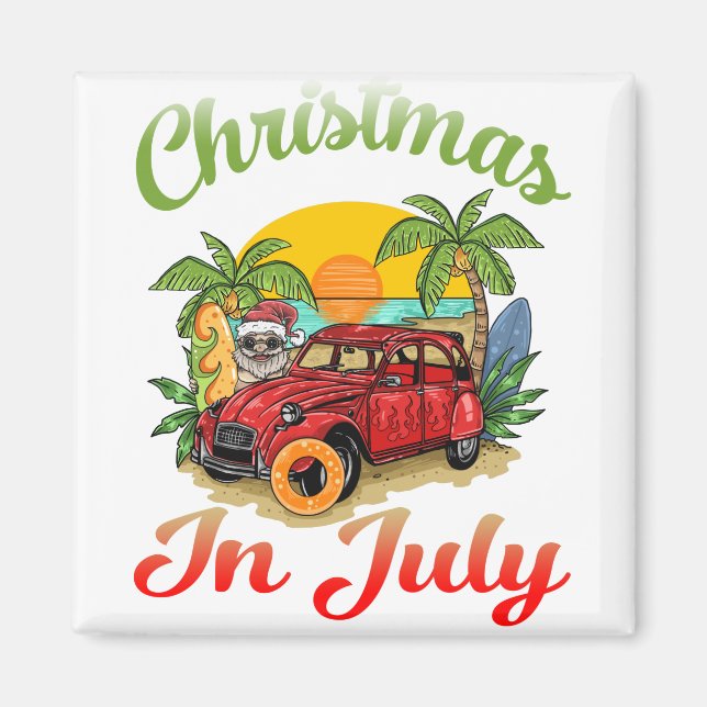 Jul i juli, jultomten Surfing Sommar 2 Magnet (Framsidan)