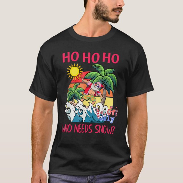 Jul i juli: jultomten Surfing Summer Beach Vaca T Shirt (Framsida)