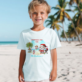 Jul i juli Kute Santa Summer Namn Kids T Shirt