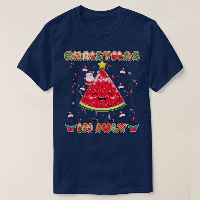 Jul i juli Kute Watermelon Träd Santa Summe T Shirt (Design framsida)