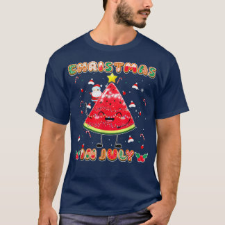 Jul i juli Kute Watermelon Träd Santa Summe T Shirt