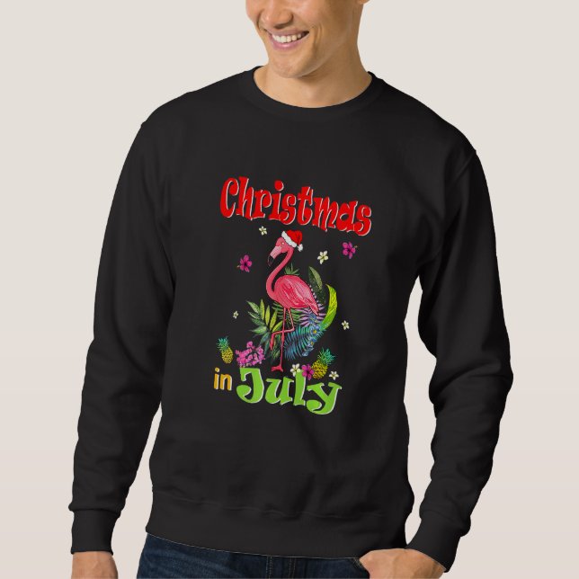 Jul i juli: Kvinnor i Rosa Flamingo Lång Ärmad Tröja (Framsida)