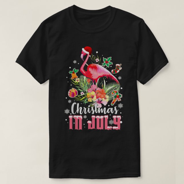 Jul i juli: Kvinnor i Rosa Flamingo T Shirt (Design framsida)