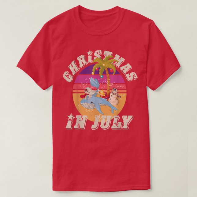 Jul i juli: Kvinnor i Sjöjungfru Blått Wh T Shirt (Design framsida)