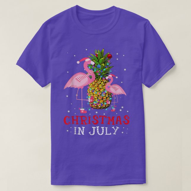 Jul i juli: Lustigt Flamingo Pineapple Sommar T Shirt (Design framsida)