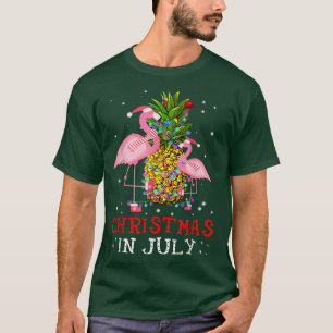Jul i juli: Lustigt Flamingo Pineapple Sommar T Shirt