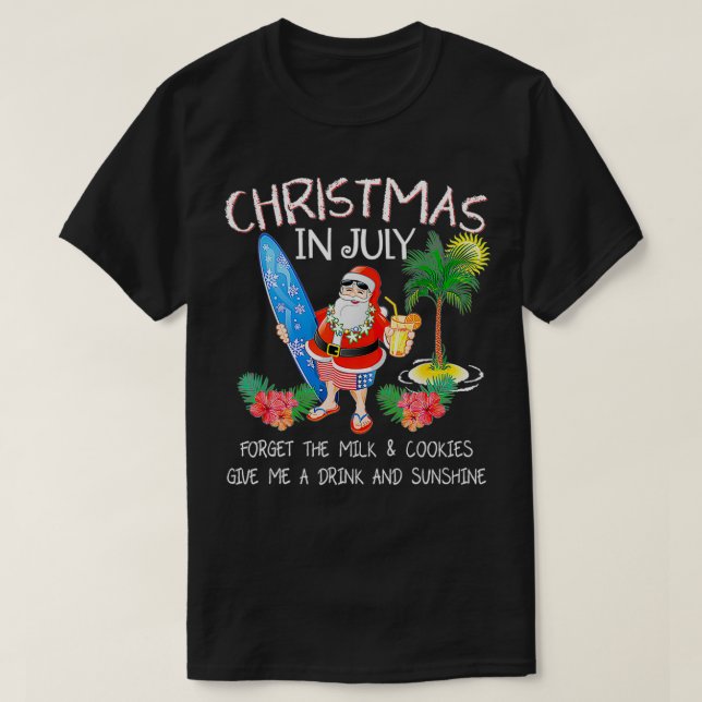 Jul i juli måndag: Finny Santa Summer Bassäng Part T Shirt (Design framsida)