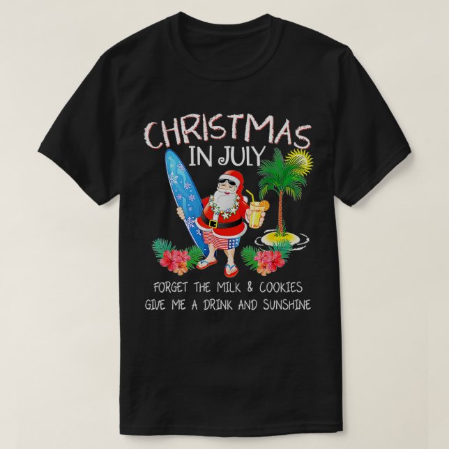 Jul i juli måndag: Finny Santa Summer Bassäng Part T Shirt (Design framsida)