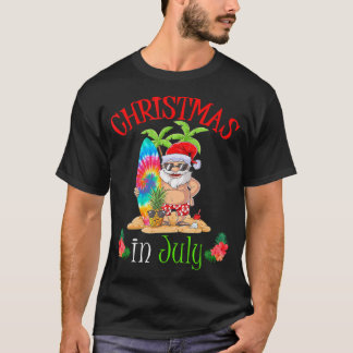 Jul i juli måndag: Finny Santa Surfing Sommar T Shirt
