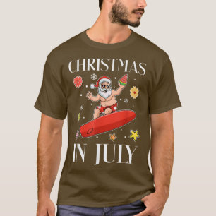 Jul i juli måndag: Finny Santa Surfing Summer Surf T Shirt