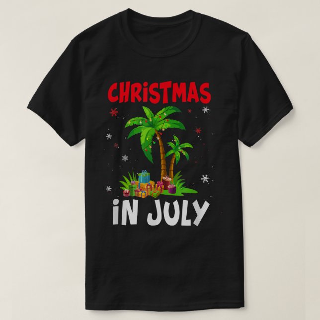 Jul i juli måndag, Handflatan Träd Julafton, Träd, T Shirt (Design framsida)