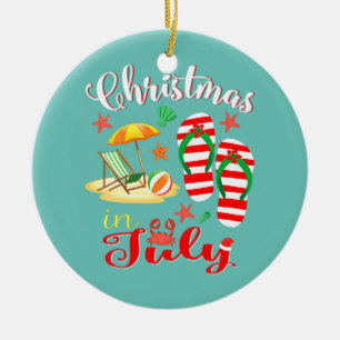Jul i juli måndag, måndag för Beach Älskare Julgransprydnad Keramik