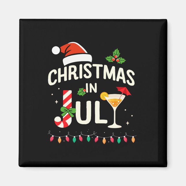 Jul i juli med Candy cane för sommarströ Magnet (Framsidan)