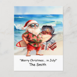 Jul i juli med jultomten på Beach-Helgdag Helg Vykort