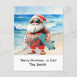 Jul i juli med jultomten på Beach-Helgdag Helg Vykort
