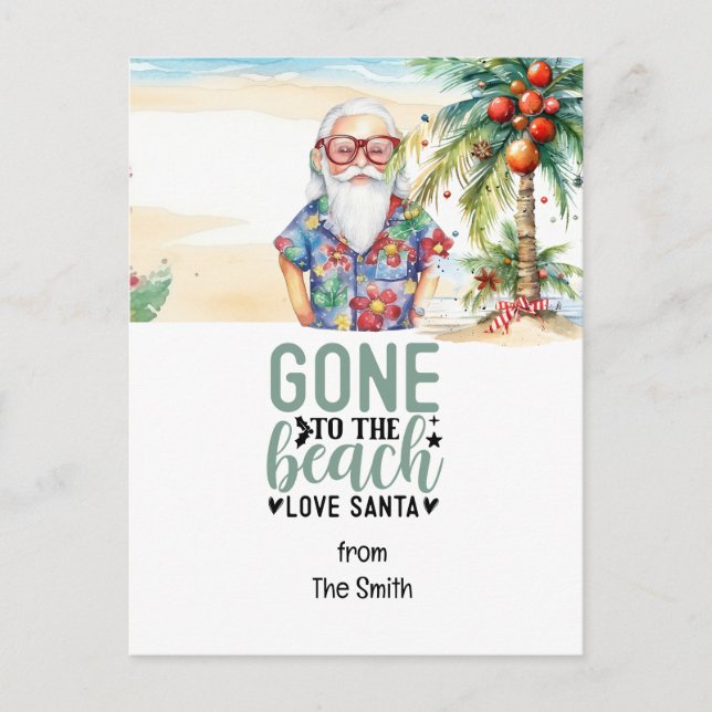 Jul i juli med JULTOMTEN på stranden Helg Vykort (Framsida)